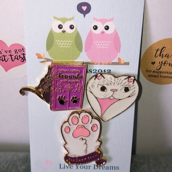 3 Piece Cat Kitten Pin Set Brooch - Picture 1 of 2